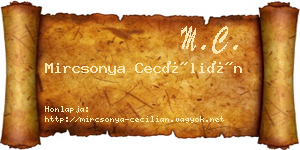 Mircsonya Cecílián névjegykártya